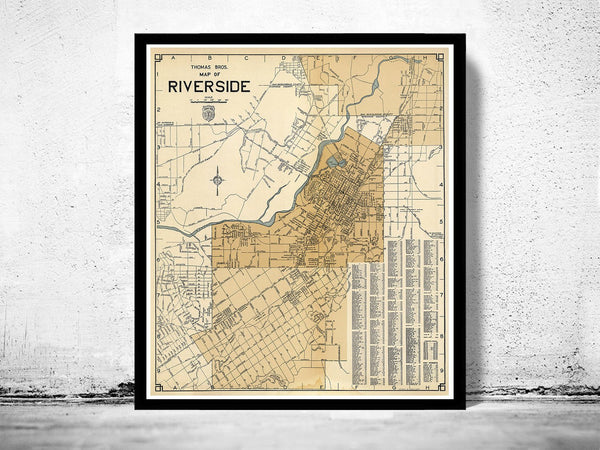 Old Map of Riverside California 1938 Vintage Map | Vintage Poster Wall Art Print | Wall Map Print | Old Map Print | Map Gift