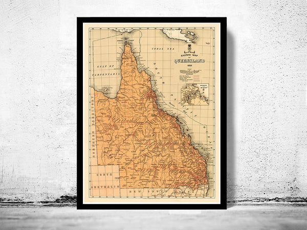 Old Map of Queensland Australia 1939 Vintage Map | Vintage Poster Wall Art Print | Wall Map Print | Old Map Print | Map Gift