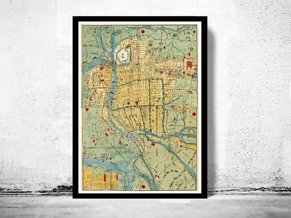 Old Map of Osaka City Japan 1863 Vintage Map | Vintage Poster Wall Art Print | Wall Map Print | Old Map Print | Map Gift | Anniversary gift