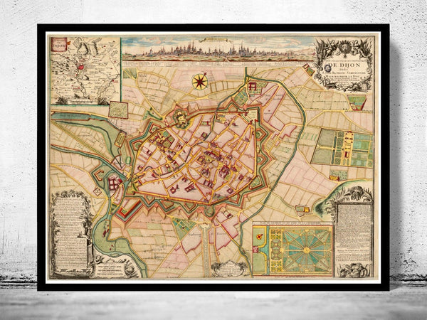 Old Map of Dijon 1730 France Vintage Map | Vintage Poster Wall Art Print | Wall Map Print | Old Map Print | Map Gift | Anniversary gift