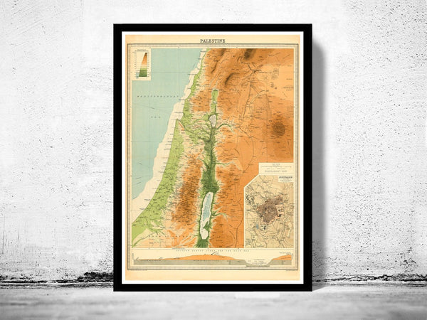 Old Map of Palestine and Jerusalem 1920 Vintage Map Gift | Vintage Poster Wall Art Print | Wall Map Print | Old Map Print | Map Gift