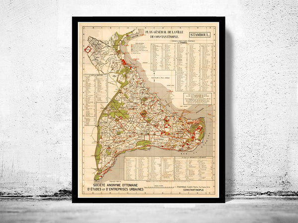 Old Map of Istanbul 1922 Turkey Old Constantinople Vintage Map | Vintage Poster Wall Art Print | Wall Map Print | Old Map Print | Map Gift