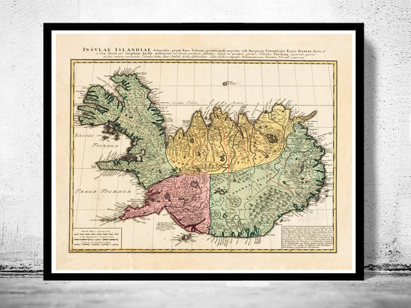 Old Map of Iceland islandia 1761 Vintage map | Vintage Poster Wall Art Print | Wall Map Print | Old Map Print | Map Gift