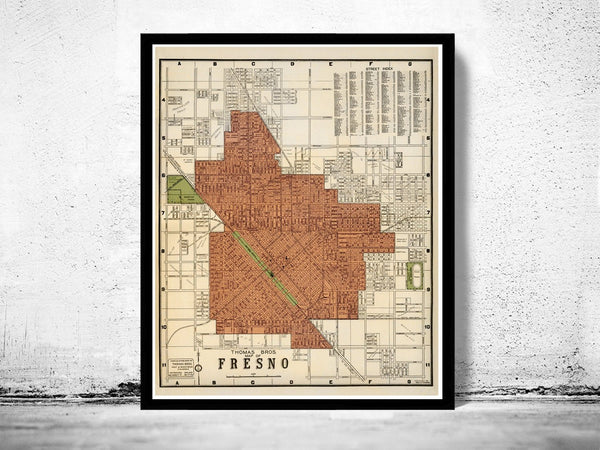 Old Map of Fresno California 1920 Vintage Map | Vintage Poster Wall Art Print | Wall Map Print | Old Map Print | Map Gift| Housewarming Gift