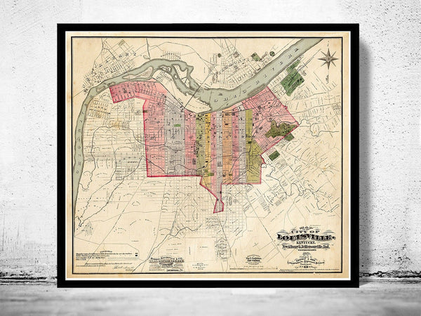 Old Map of Louisville Kentucky 1898 Vintage Map | Vintage Poster Wall Art Print | Wall Map Print | Old Map Print | Map Gift