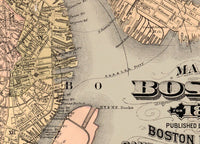 Old Map of Boston 1883 Massachusetts Vintage Map | Vintage Poster Wall Art Print | Wall Map Print | Old Map Print | Map Gift