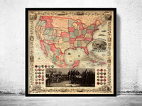 Old Map of United States of America 1891 Vintage Map | Vintage Poster Wall Art Print | Wall Map Print | Old Map Print | Map Gift