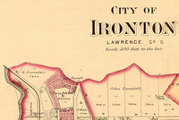 Old map of Ironton Ohio 1877 Vintage Map | Vintage Poster Wall Art Print | Wall Map Print | Old Map Print | Map Gift | Anniversary gift