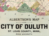 Old map of Duluth Minnesota 1891 | Vintage Poster Wall Art Print | | Map Gift | Anniversary gift | Housewarming Gift