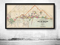 Old map of Duluth Minnesota 1891 | Vintage Poster Wall Art Print | | Map Gift | Anniversary gift | Housewarming Gift