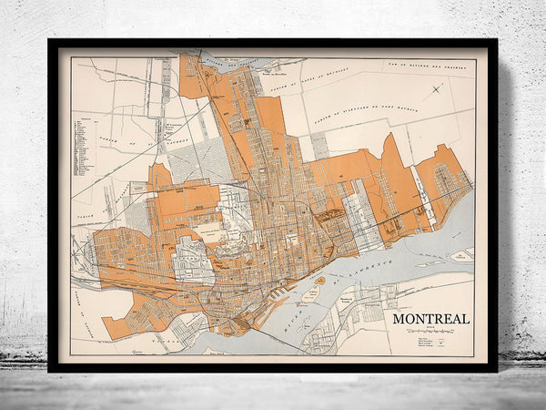 Old Map of Montreal Canada 1915 Vintage Map | Vintage Poster Wall Art Print | Wall Map Print | Old Map Print | Map Gift | Anniversary gift