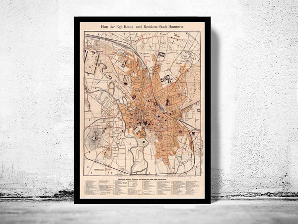 Old Map of Hanover Germany 1890 Hannover | Vintage Poster Wall Art Print | Wall Map Print | Old Map Print | Map Gift | Anniversary gift