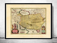 Old Map of Persia Iran 1665 | Vintage Poster Wall Art Print | Wall Map Print | Old Map Print | Map Gift | Anniversary gift