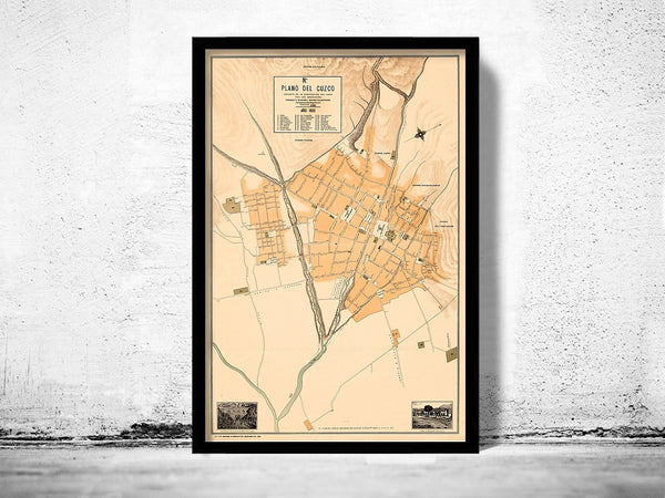 Old map of Cuzco Peru 1900 Vintage Map | Vintage Poster Wall Art Print | Wall Map Print | Old Map Print | Map Gift | Anniversary gift