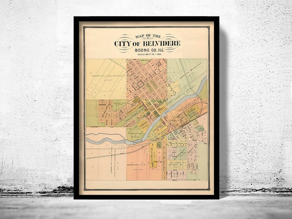 Old map of Belvidere Illinois 1886 Vintage Map | Vintage Poster Wall Art Print | Wall Map Print | Old Map Print | Map Gift