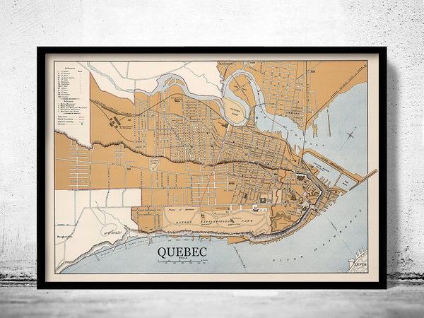 Old Map of Quebec City Canada 1915 | Vintage Poster Wall Art Print | Wall Map Print | Old Map Print | Map Gift | Anniversary gift