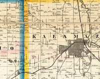 Old Map of Kalamazoo Michigan 1861 Old Map of Kalamazoo City | Vintage Poster Wall Art Print | Wall Map Print | Old Map Print