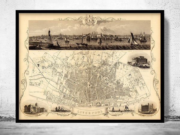 Old Map of Liverpool 1851 UK Vintage Map | Vintage Poster Wall Art Print | Wall Map Print | Old Map Print | Map Gift | Anniversary gift