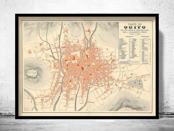 Old Map of Quito Ecuador 1888 Equator Republic | Vintage Poster Wall Art Print | Wall Map Print | Old Map Print | Map Gift