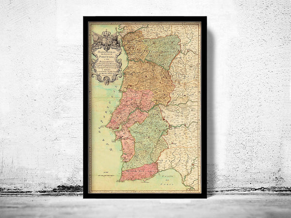 Old Map of Portugal 1730 Mapa de Portugal Portuguese Map Vintage Map | Vintage Poster Wall Art Print | Wall Map Print | Old Map Print