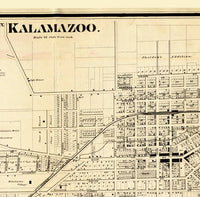 Old Map of Kalamazoo Michigan 1861 Old Map of Kalamazoo City | Vintage Poster Wall Art Print | Wall Map Print | Old Map Print