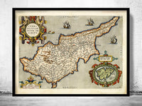 Old Map of Cyprus 1573 Vintage Map | Vintage Poster Wall Art Print | Wall Map Print | Old Map Print | Map Gift | Anniversary gift