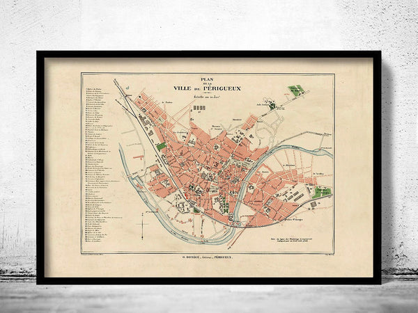 Old Map of Perigueux France 1920 Vintage map | Vintage Poster Wall Art Print | Wall Map Print | Old Map Print | Map Gift| Housewarming Gift