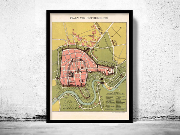 Old Map of Rothenburg Germany 1903 | Vintage Poster Wall Art Print | Wall Map Print | Old Map Print | Map Gift | Anniversary gift