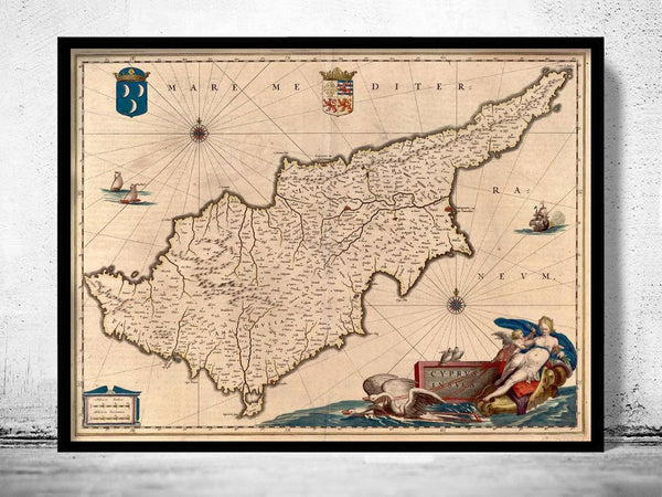 Old Map of Cyprus 1650 Vintage Map | Vintage Poster Wall Art Print | Wall Map Print | Old Map Print | Map Gift | Anniversary gift