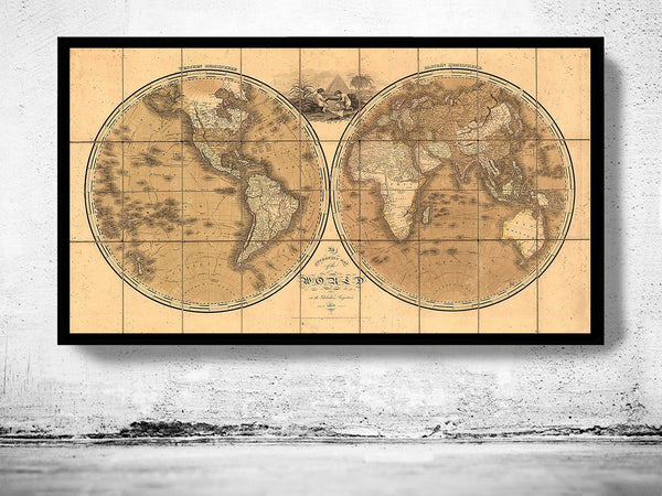 Old Map of The World 1819 World Wall Map | World Map Gift World Map Print | Vintage World Map | World Map Wall Art | Map Gift