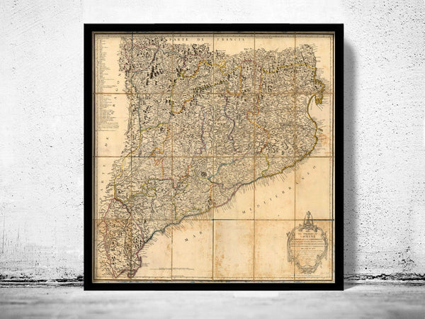 Old Map of Cataluña Catalunya Old Catalonia map 1816 | Vintage Poster Wall Art Print | Wall Map Print | Old Map Print | Map Gift