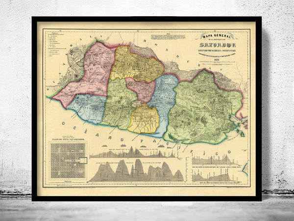 Old Map of El Salvador Honduras 1839 | Vintage Poster Wall Art Print | Wall Map Print | Old Map Print | Map Gift | Anniversary gift