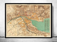 Old Map of Zurich, Switzerland 1890 | Vintage Poster Wall Art Print | Wall Map Print | Old Map Print | Map Gift | Anniversary gift