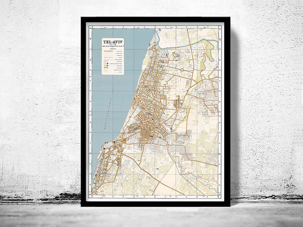 Old Map of Tel Aviv Israel | Vintage Poster Wall Art Print | Wall Map Print | Old Map Print | Map Gift | Anniversary gift