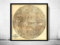 Old Map of The Moon 1834 Vintage Map | Vintage Poster Wall Art Print | | Map Gift | Anniversary gift | Housewarming Gift