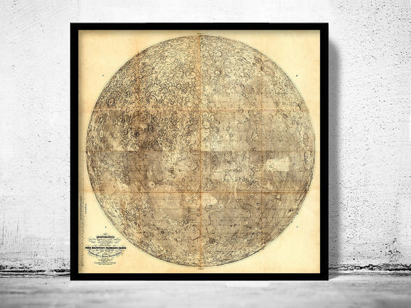 Old Map of The Moon 1834 Vintage Map | Vintage Poster Wall Art Print | | Map Gift | Anniversary gift | Housewarming Gift