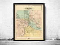 Old Map of Watertown Wisconsin 1878 Vintage Map | Vintage Poster Wall Art Print | Wall Map Print | Old Map Print | Map Gift