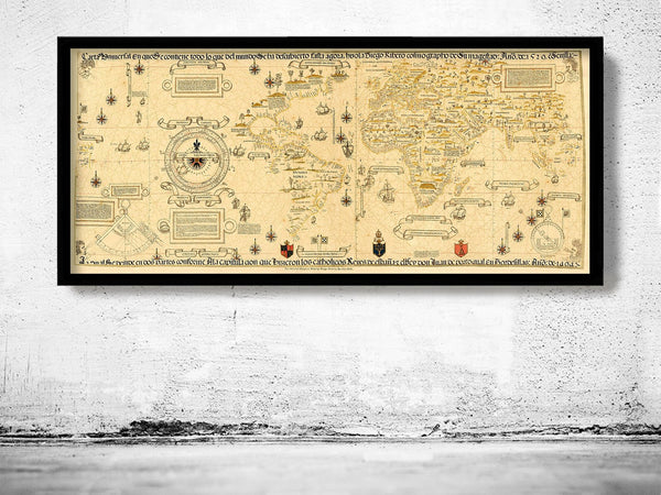 Old Map of the World 1529 Old Map of the World Vintage Map | World Map Gift World Map Print | Vintage World Map | World Map Wall Art