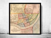 Old Map of Cincinnati 1860 | Vintage Poster Wall Art Print | Wall Map Print | Old Map Print | Map Gift | Anniversary gift