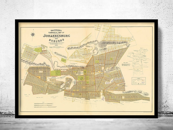 Old Map Johannesburg South Africa 1896 Vintage Map | Vintage Poster Wall Art Print | Wall Map Print | Old Map Print | Map Gift