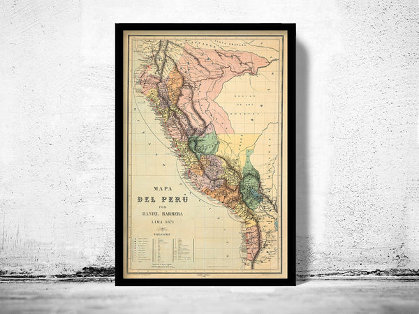 Old map of Peru Lima 1871 Vintage Map | Vintage Poster Wall Art Print | Wall Map Print | Old Map Print | Map Gift | Anniversary gift