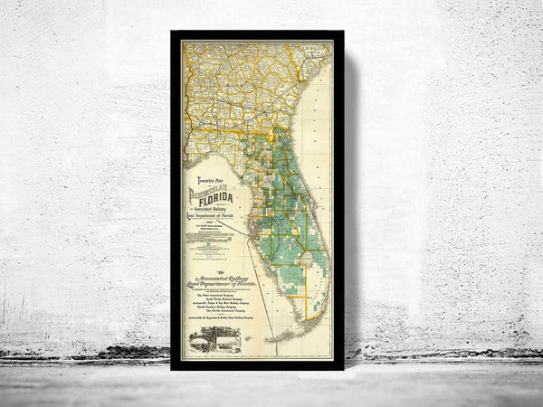 Old Map of Florida State 1890 Florida Vintage Map | Vintage Poster Wall Art Print | Wall Map Print | Old Map Print | Map Gift