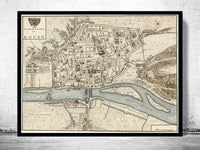 Old Map of Rouen France City Plan 1740 Vintage Map | Vintage Poster Wall Art Print | Wall Map Print | Old Map Print | Map Gift