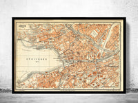 Old Map of Zurich Switzerland 1913 Vintage Map | Vintage Poster Wall Art Print | Wall Map Print | Old Map Print | Map Gift