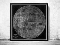 Old Map of The Moon 1834 Vintage Map | Vintage Poster Wall Art Print | | Map Gift | Anniversary gift | Housewarming Gift