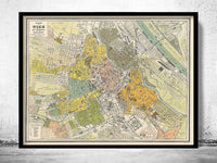 Old Map of Vienna Wien Austria 1883 Vintage Map of Vienna | Vintage Poster Wall Art Print | Wall Map Print | Old Map Print | Map Gift