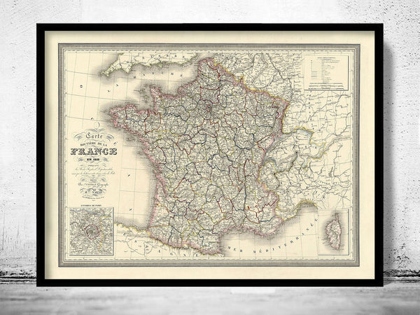 Old Map of France 1835 Vintage Map | Vintage Poster Wall Art Print | Wall Map Print | Old Map Print | Map Gift | Anniversary gift