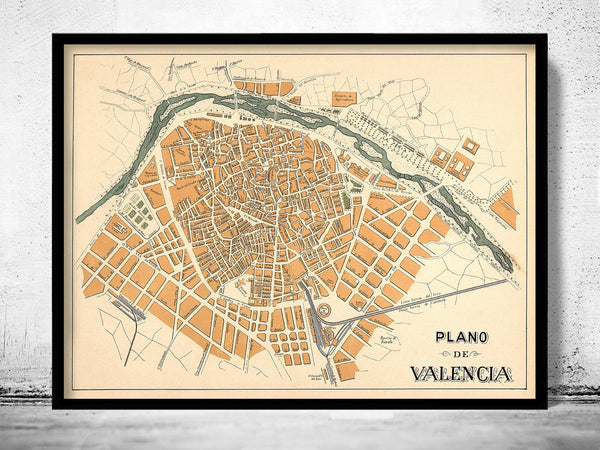 Old Map of Valencia City 1905 Spain Vintage Map | Vintage Poster Wall Art Print | Wall Map Print | Old Map Print | Map Gift