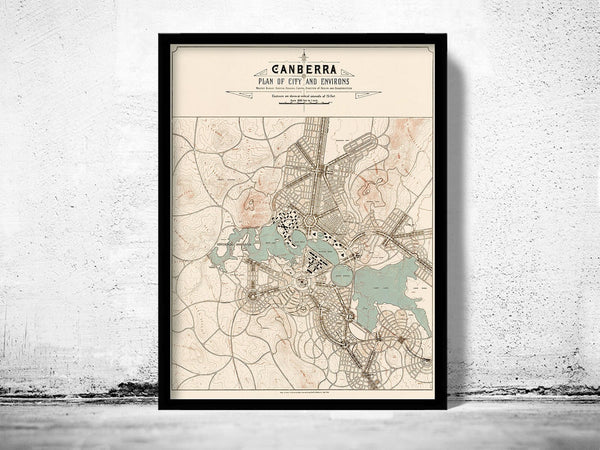 Old Map of Canberra City Australia 1918 Vintage Map | Vintage Poster Wall Art Print | Wall Map Print | Old Map Print | Map Gift