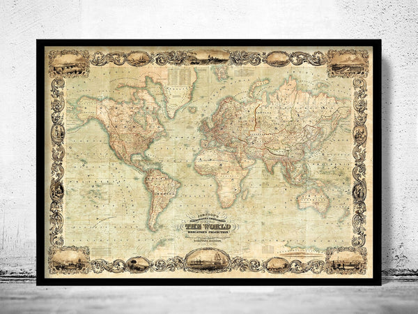 Old Map of the World 1787 Mercator Projection Antique World Map | World Map Gift World Map Print | Vintage World Map | World Map Wall Art